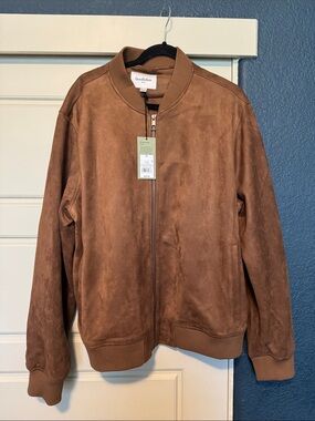 Goodfellow & Co Chestnut Brown Suede-Style Bomber Jacket